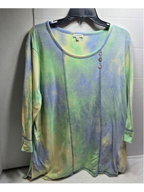 Women's seven forty two. Tie-Dye Long Sleeve Tee XL Green Blue